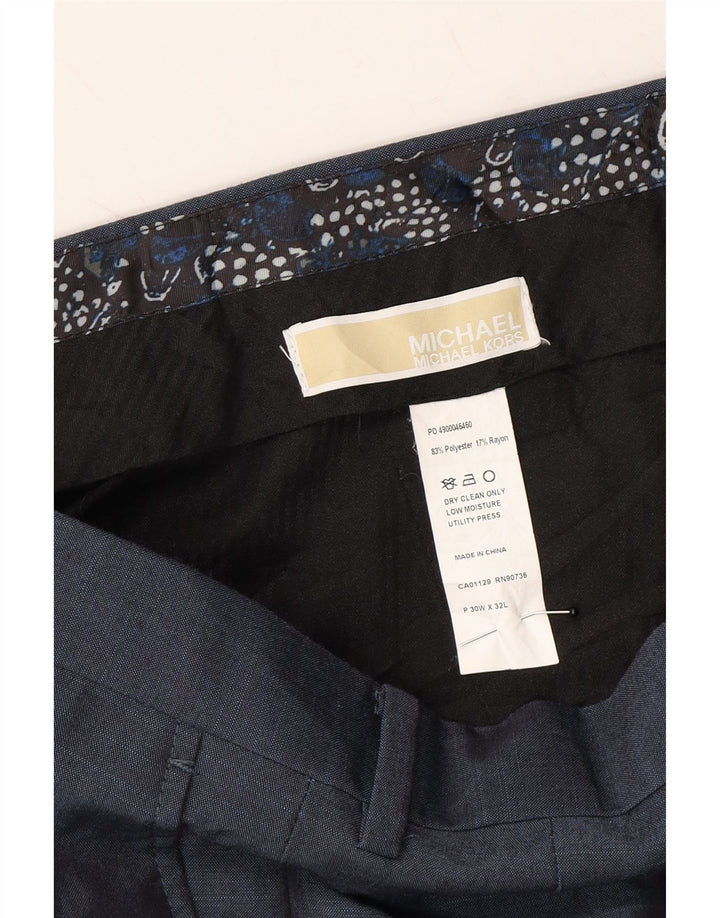 MICHAEL KORS Mens Straight Chino Trousers W30 L32 Navy Blue Polyester Vintage Michael Kors and Second-Hand Michael Kors from Messina Hembry 