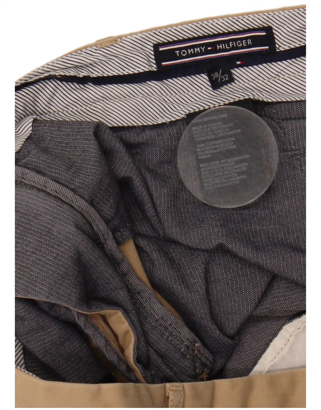 TOMMY HILFIGER Pantalón chino recto para hombre W38 L32 Algodón beige