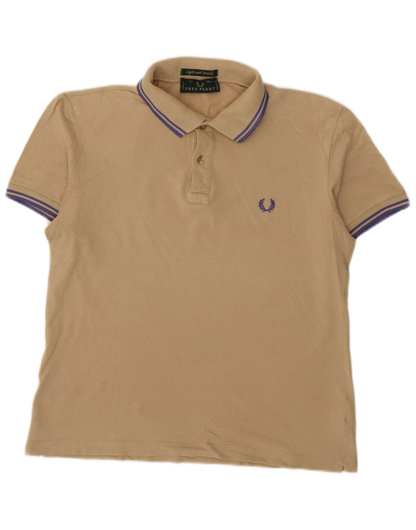 Fred Perry Mens Light and Stretch Polo Shirt Medium Beige Cotton
