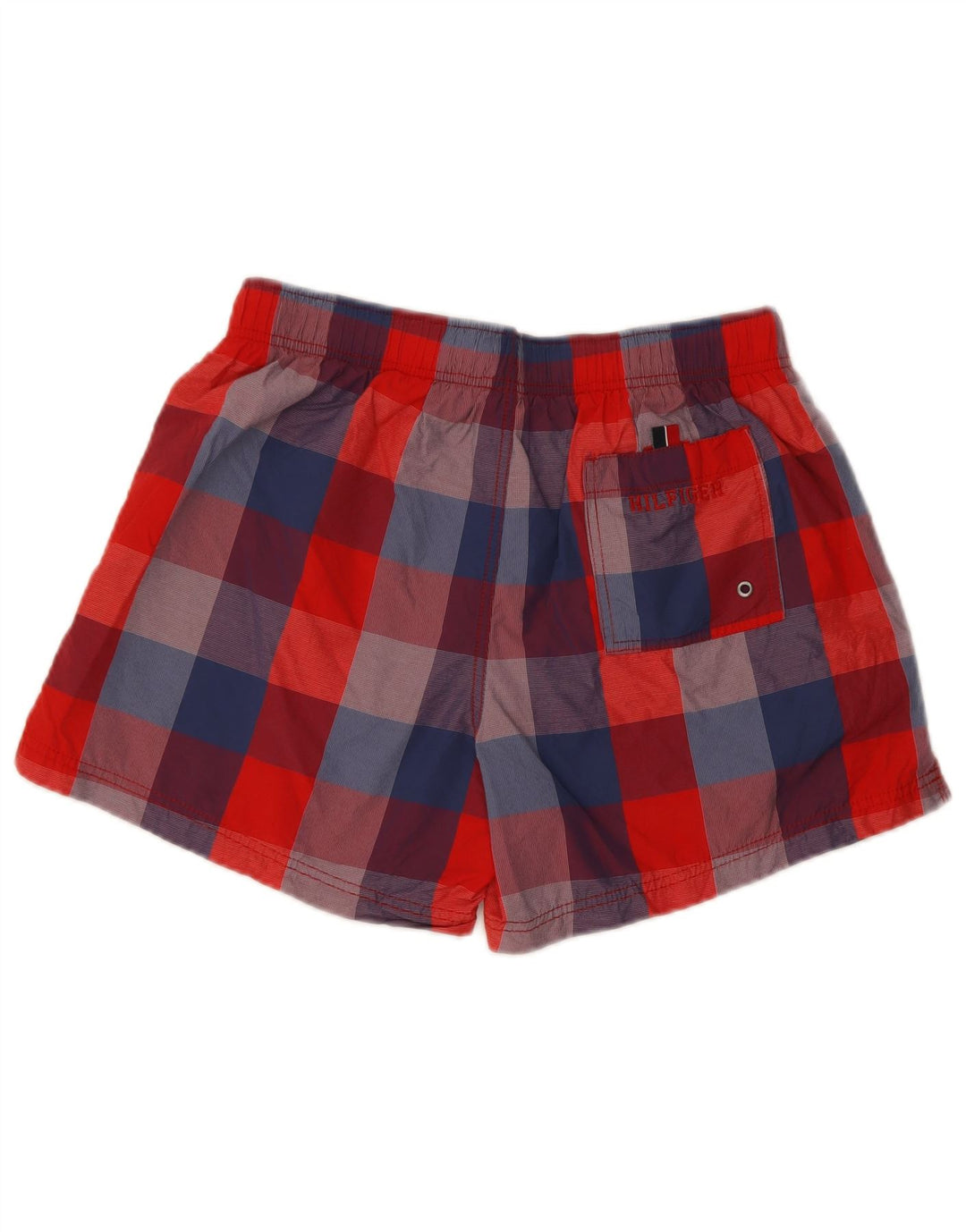 Shorts De Baño Tommy Hilfiger Hombre De Nylon A Cuadros Rojos Medianos