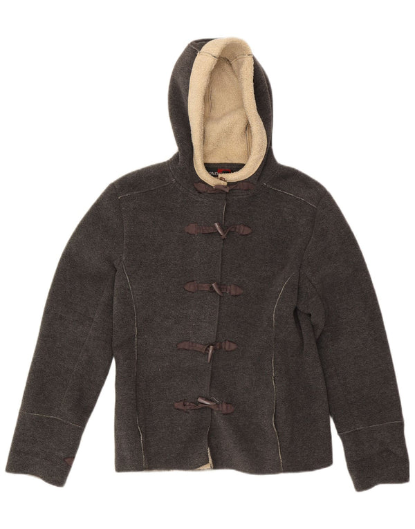 Vintage mujer con capucha Sherpa Fleece chaqueta Reino Unido 8 pequeño poliéster gris