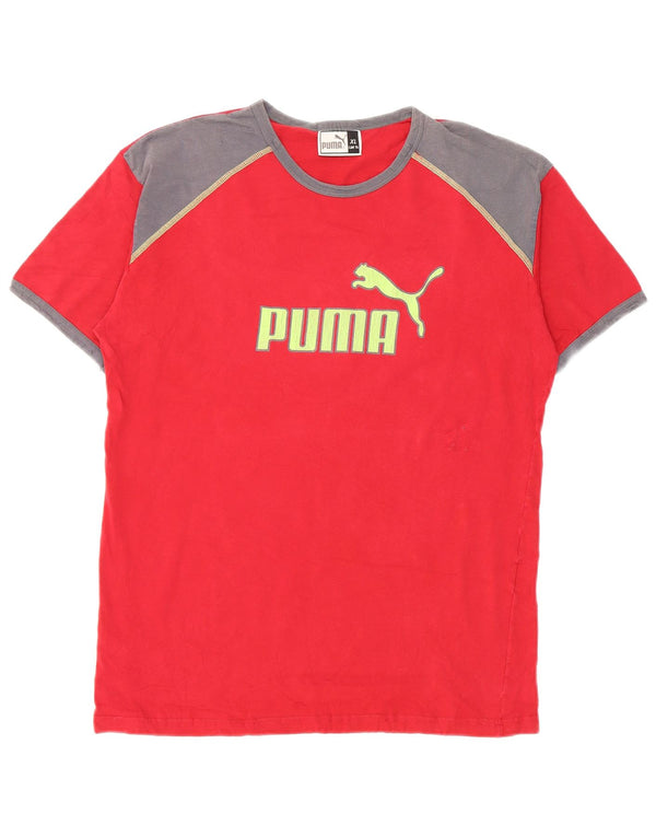 Puma Camiseta gráfica para hombre Top XL Rojo Colorblock Algodón