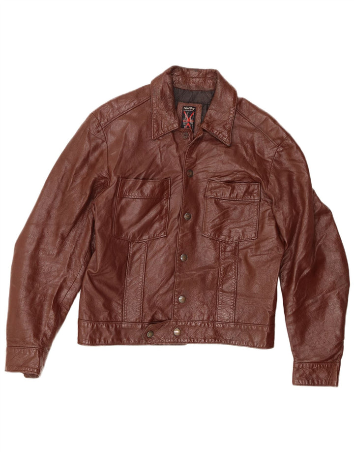 Chaqueta de cuero para hombre Seal Kay UK 38 Cuero marrón medio