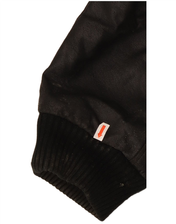 Chaqueta de cuero vintage para hombre IT 56 3XL cuero negro
