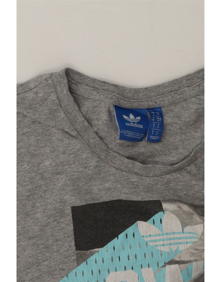 Adidas Hombre Camiseta Gráfica Top Pequeño Gris Moteado