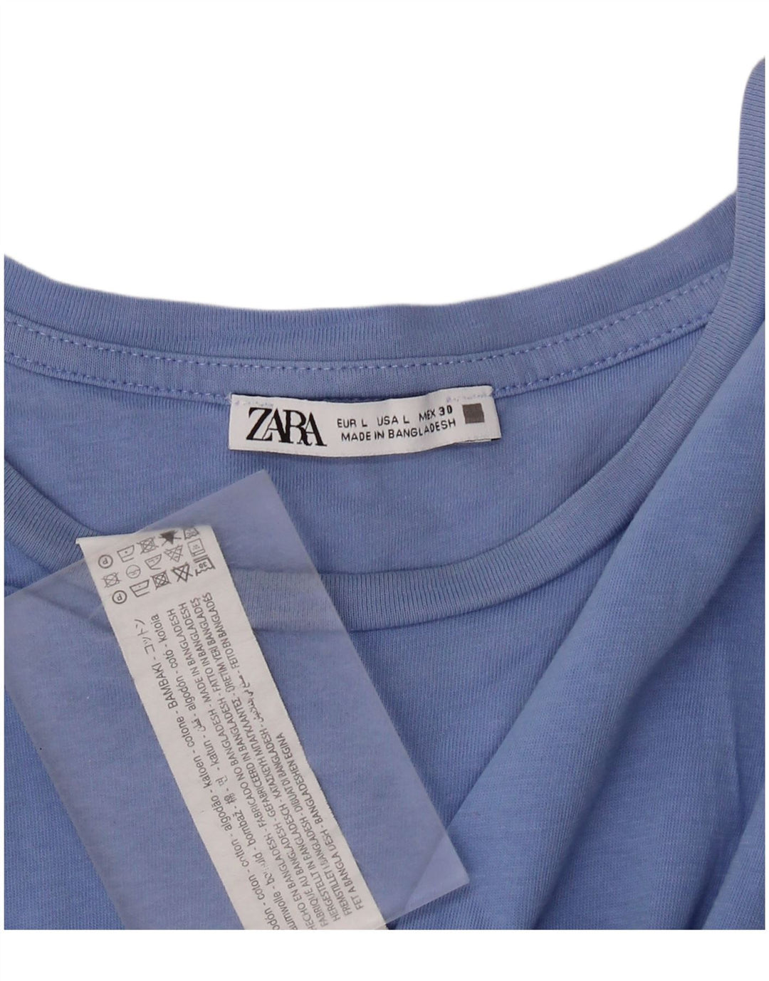 Zara Mujer Vestido Burbuja UK 46 Grande Algodón Azul