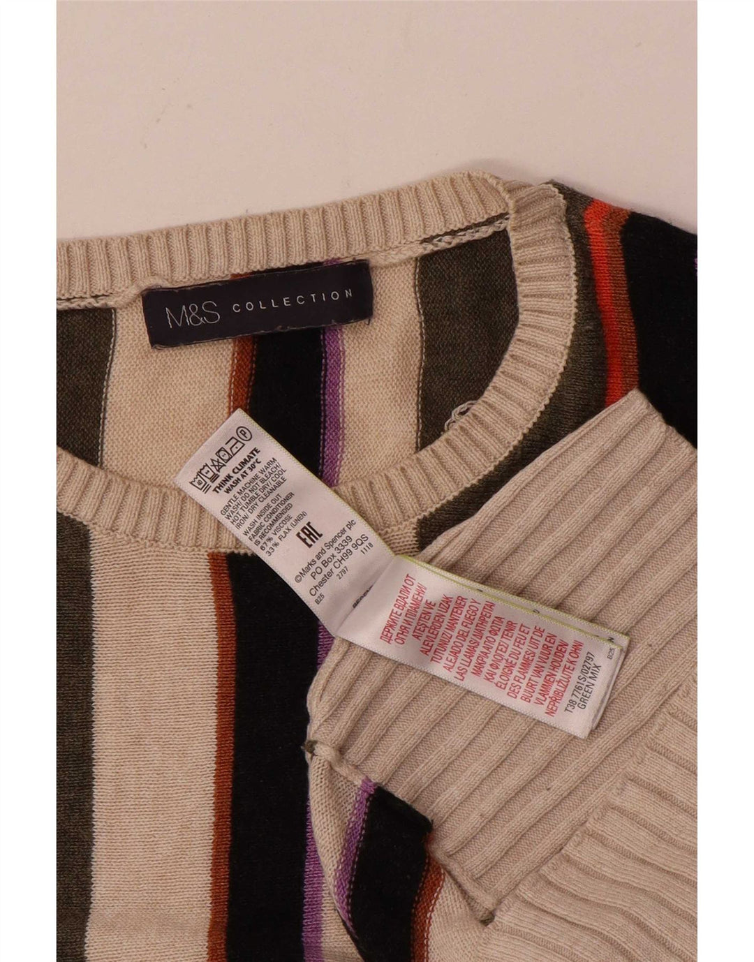Marks & Spencer Jersey de cuello redondo para mujer, talla 40, talla M, multicolor
