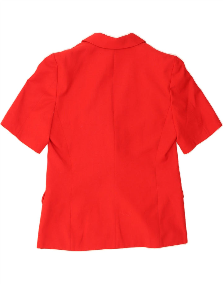 VINTAGE Womens Short Sleeve 1 Button Blazer Jacket UK 12 Medium Red Vintage Vintage and Second-Hand Vintage from Messina Hembry 