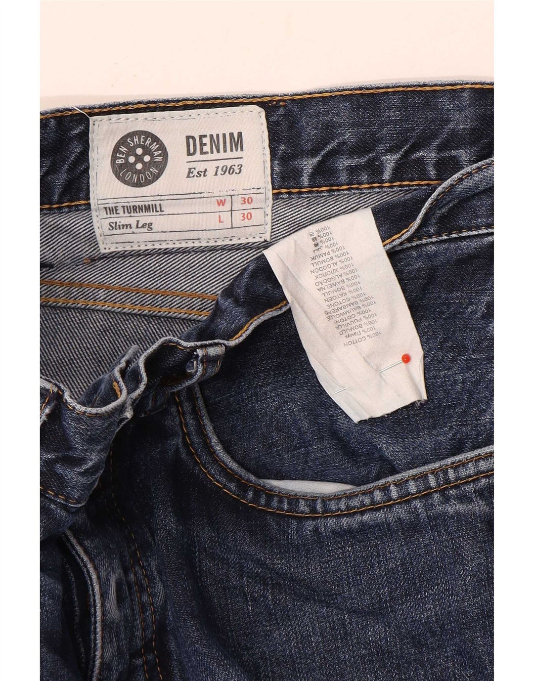 Ben Sherman Vaqueros ajustados para hombre W30 L30 Algodón azul