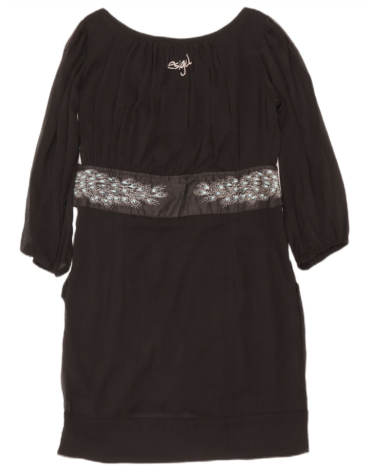 Vestido recto Desigual para mujer EU 42 Poliéster con estampado animal negro grande