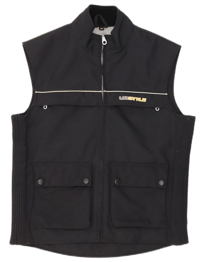 Vintage Hombres Utilidad Gilet Reino Unido 38 Medio Negro
