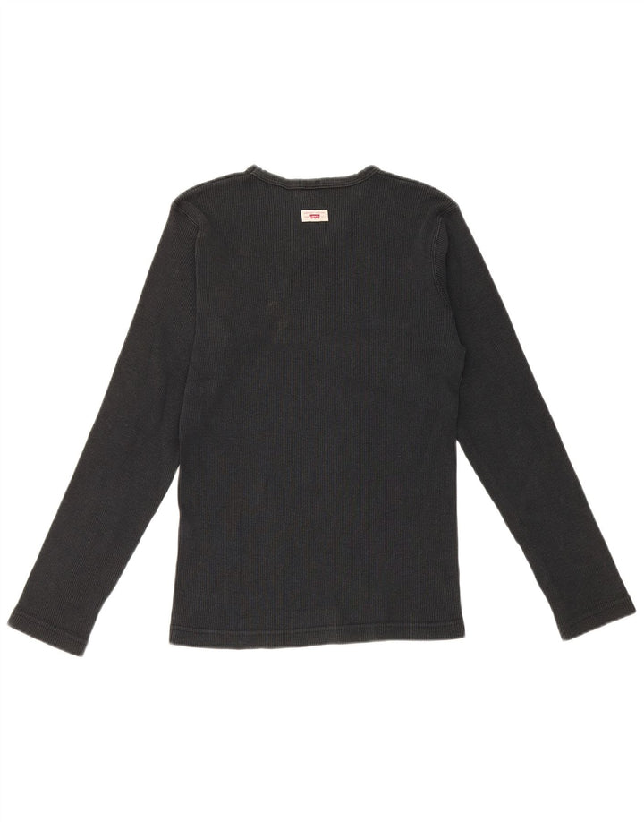 Levi's Top de mujer de manga larga UK 12 Medium Black Cotton