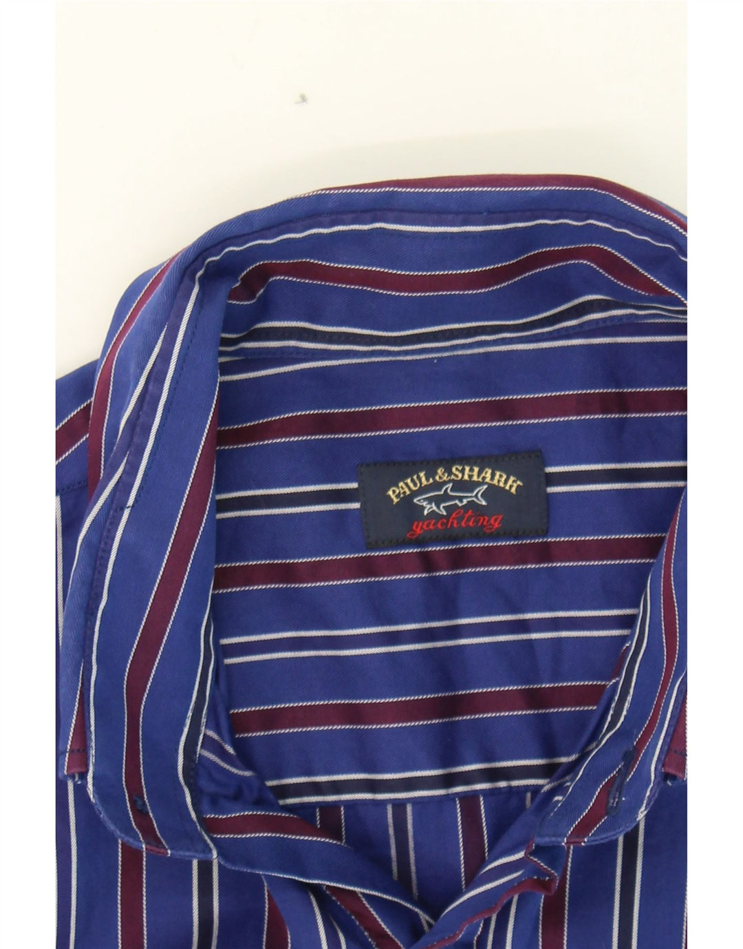 PAUL & SHARK Mens Shirt Medium Navy Blue Striped Cotton Vintage Paul & Shark and Second-Hand Paul & Shark from Messina Hembry 