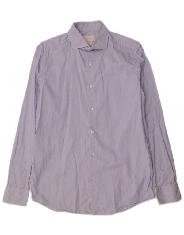 Camisa Massimo Dutti Hombre Talla 39 15 1/2 Media Raya Azul