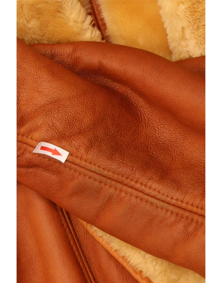 Vintage mujer chaqueta de piel de gran tamaño Reino Unido 16 marrón grande