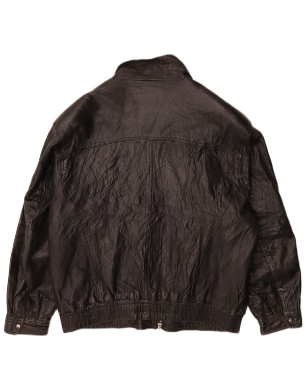 Vintage chaqueta de cuero para hombre Reino Unido 38 cuero negro medio