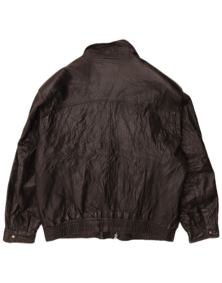 Vintage chaqueta de cuero para hombre Reino Unido 38 cuero negro medio
