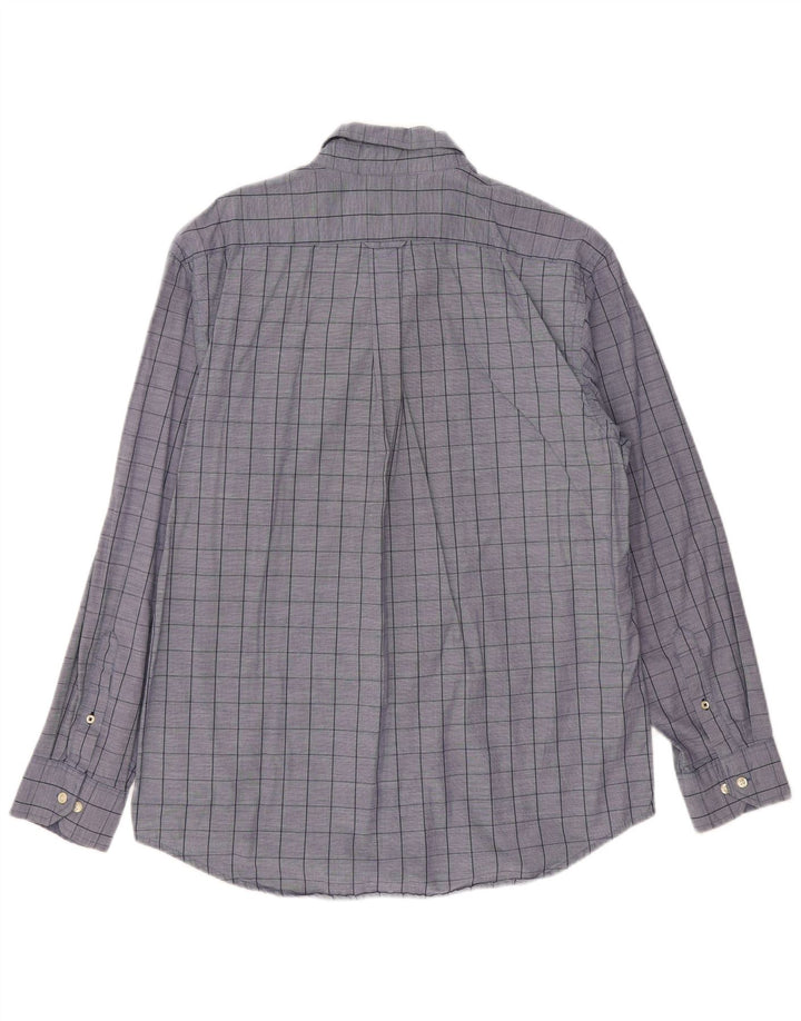 Camisa Izod Hombre Large Azul Cuadros Algodón