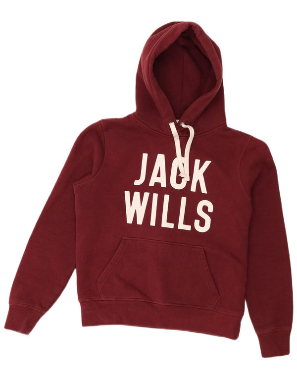 Jack Wills Jersey con capucha de gran tamaño para mujer con gráfico UK 10 Small Borgoña