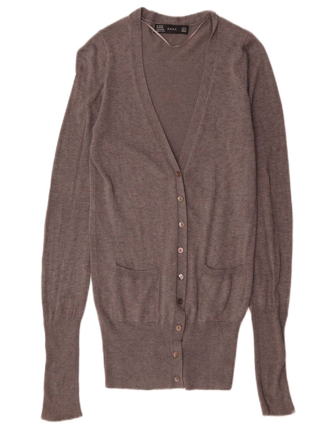 Zara Mujer Cárdigan Suéter UK 12 Rayón Gris Medio