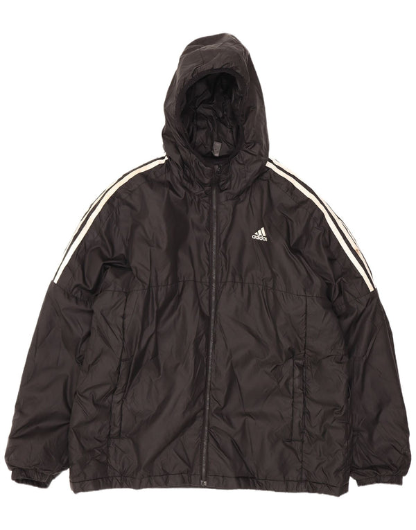 Adidas Chaqueta acolchada con capucha para hombre UK 42 XL Poliéster negro