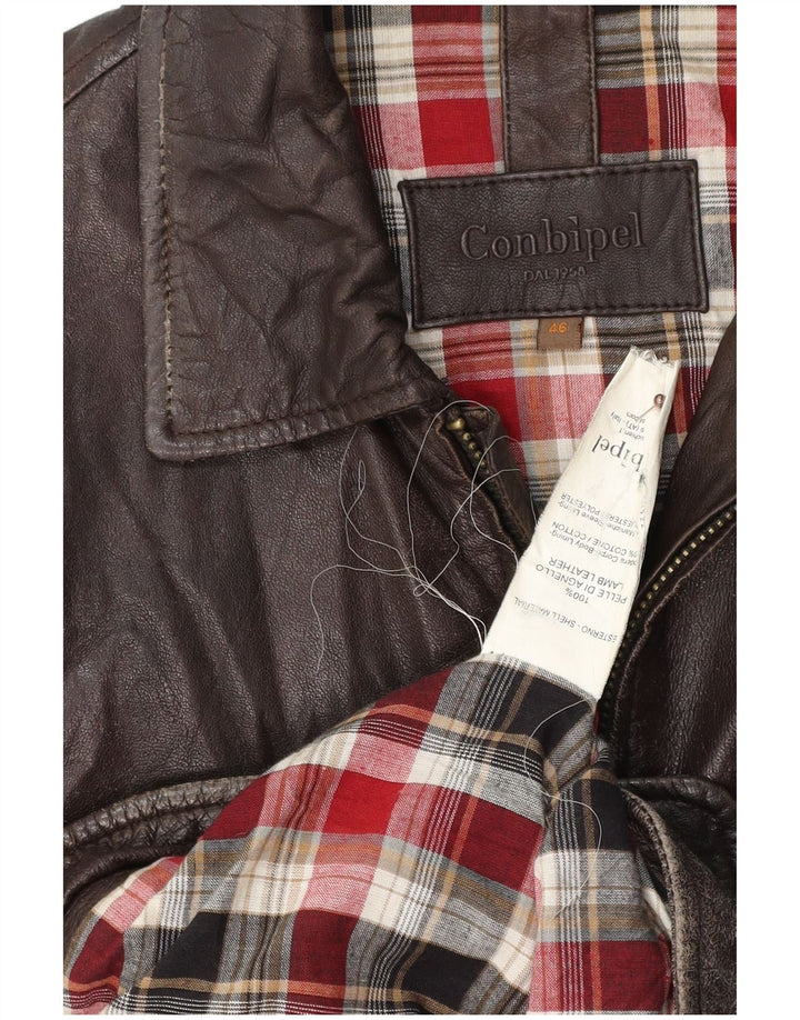 CONBIPEL Chaqueta de cuero para hombre IT 46 Small Cuero marrón