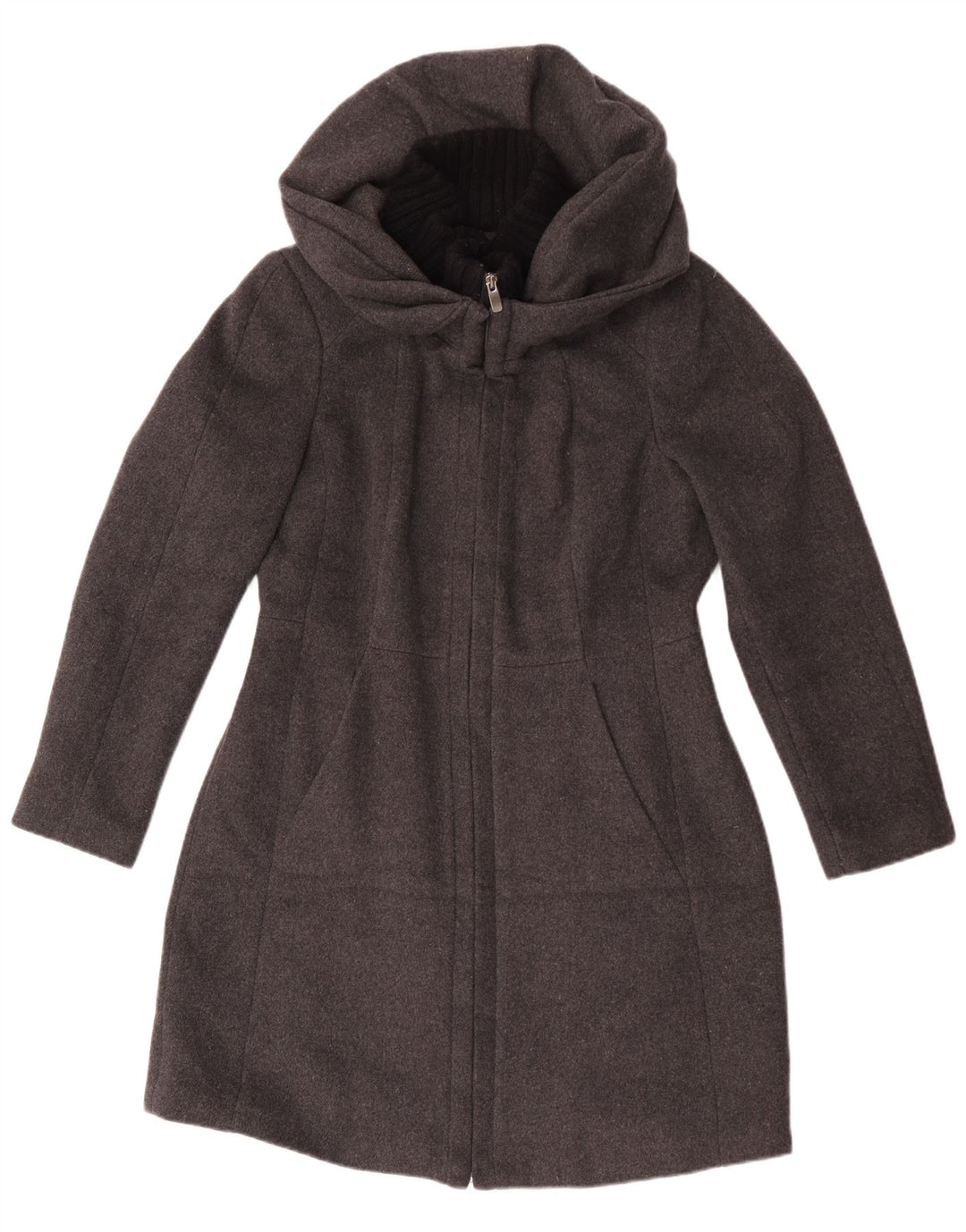 Zara Mujer Abrigo Con Capucha ES 40 XL Gris