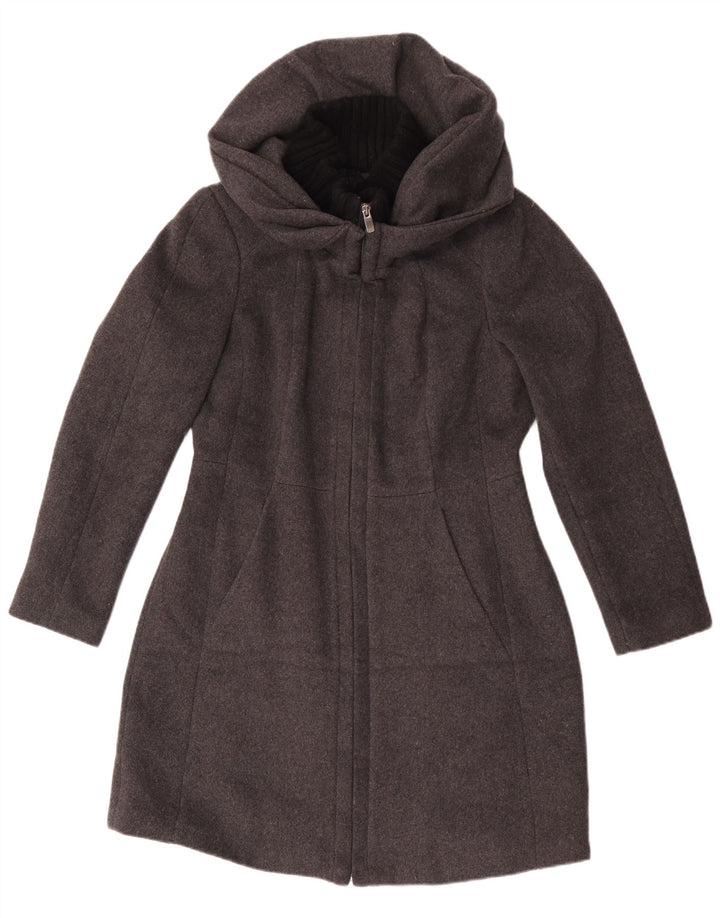 Zara Mujer Abrigo Con Capucha ES 40 XL Gris