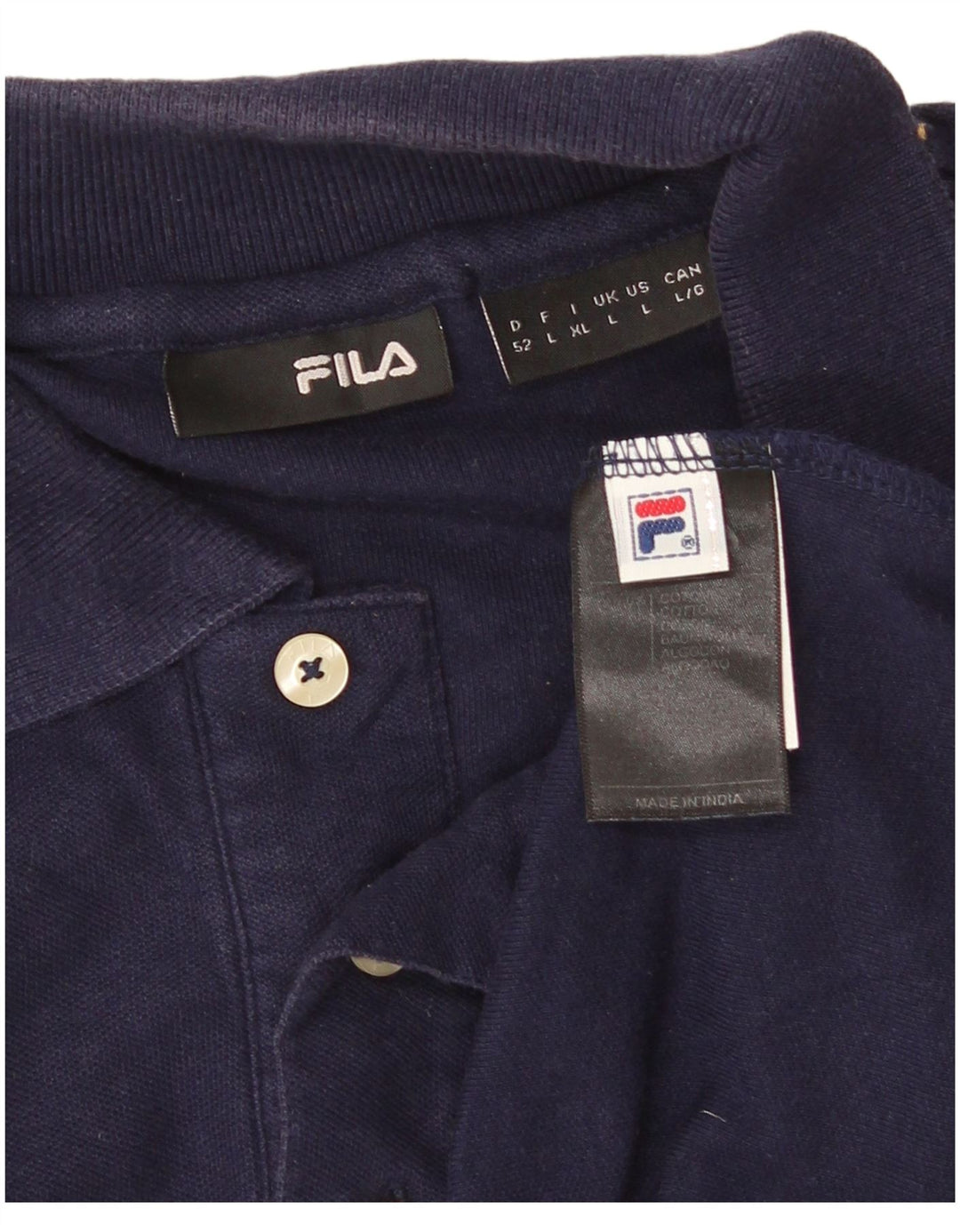 FILA Polo para hombre grande azul marino algodón