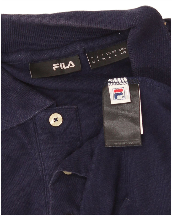 FILA Polo para hombre grande azul marino algodón
