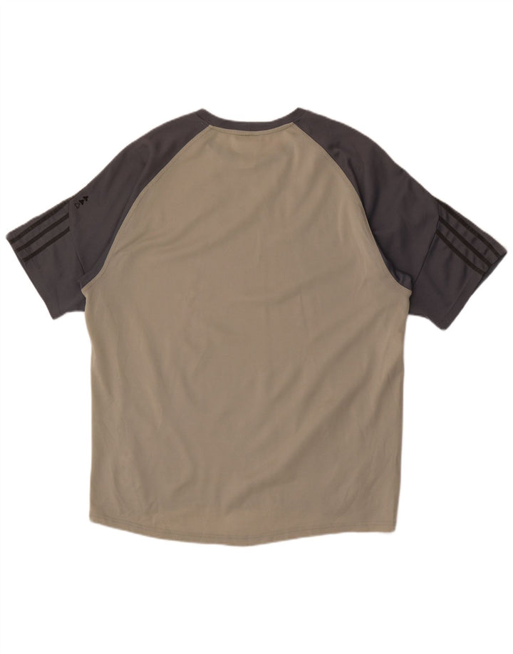 Adidas Hombre Camiseta Top Grande Gris Colorblock Poliéster