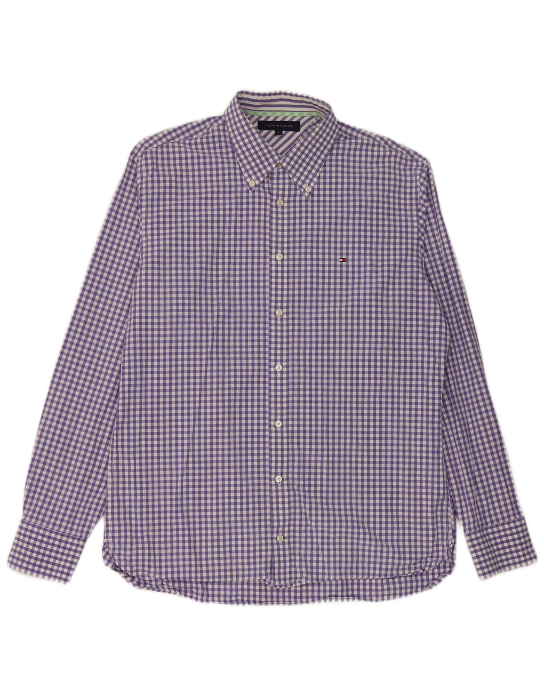 Camisa Tommy Hilfiger para hombre de algodón a cuadros morado grande