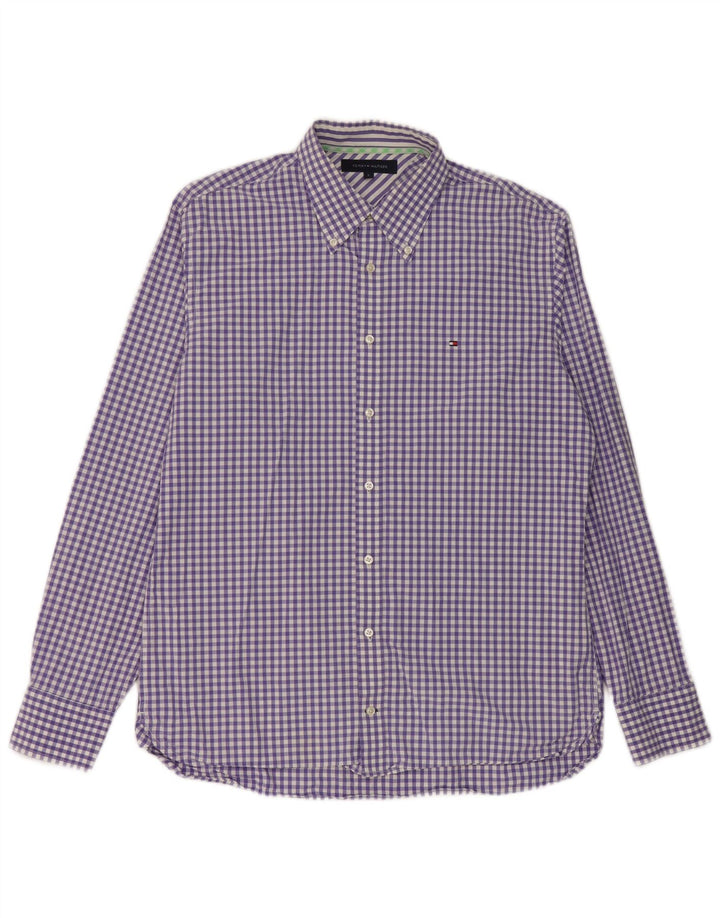 Camisa Tommy Hilfiger para hombre de algodón a cuadros morado grande