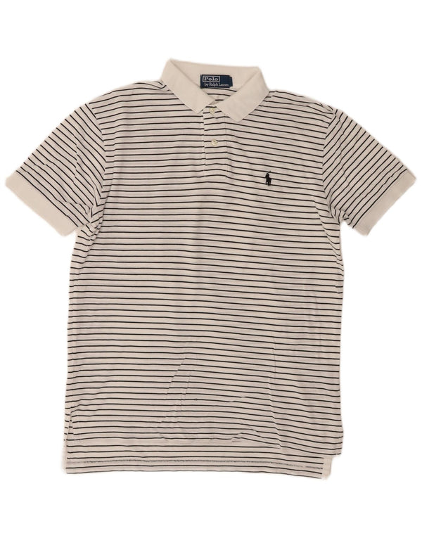 Polo Ralph Lauren Mens Polo Shirt Medium White Striped Cotton