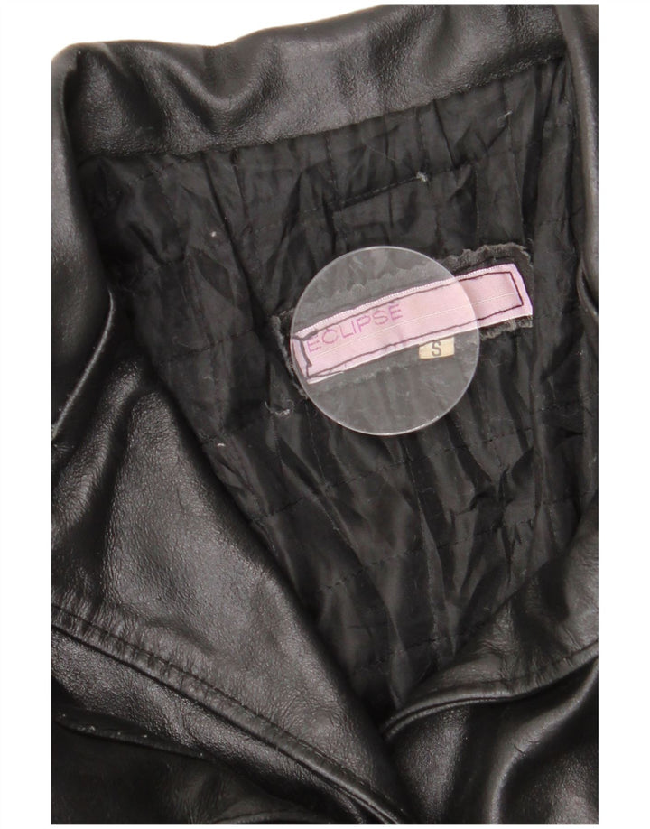 ECLIPSE Chaqueta de cuero para mujer UK 10 Small Black