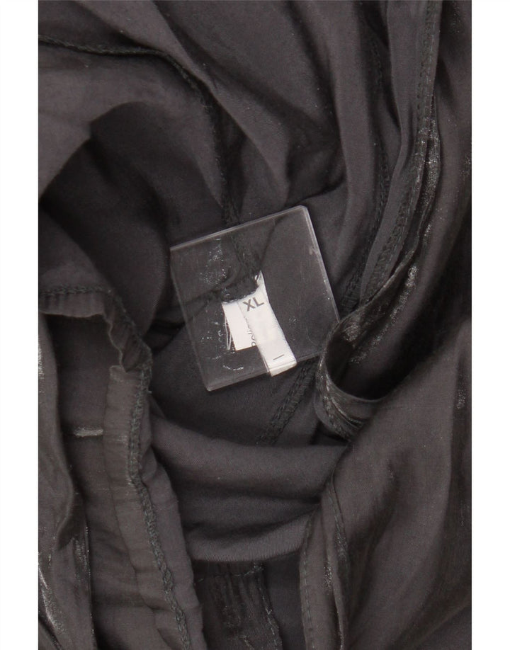 Vintage mujer camisa blusa Reino Unido 18 XL viscosa negra