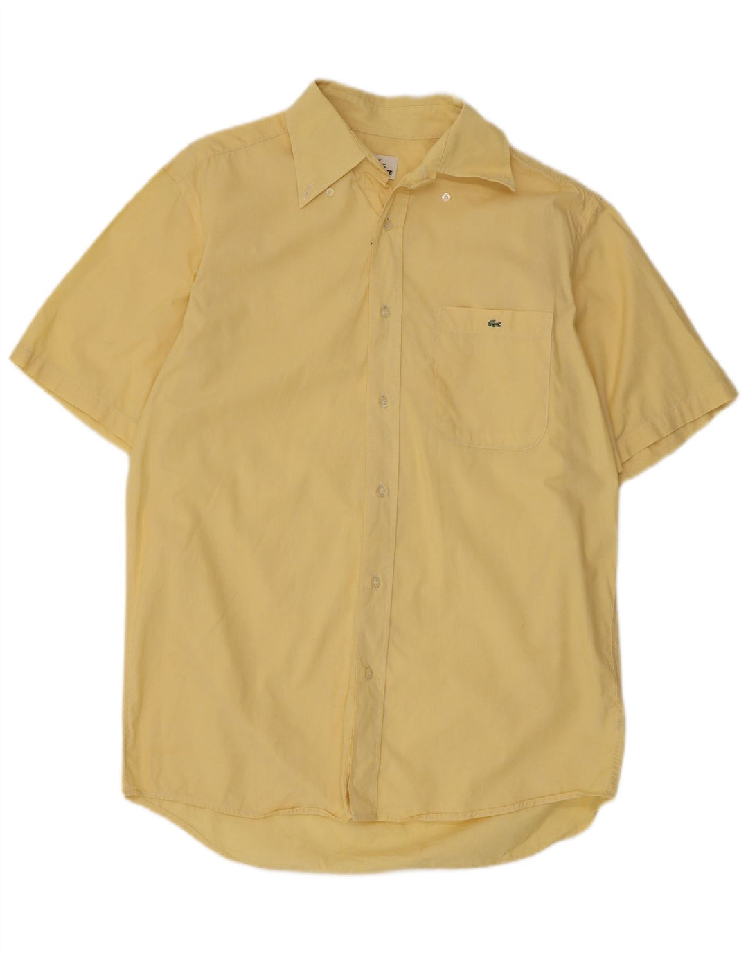 Camisa Lacoste Manga Corta Hombre Talla 40 Algodón Amarillo Mediano