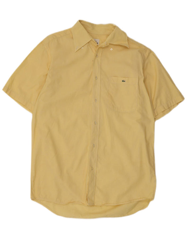 Camisa Lacoste Manga Corta Hombre Talla 40 Algodón Amarillo Mediano