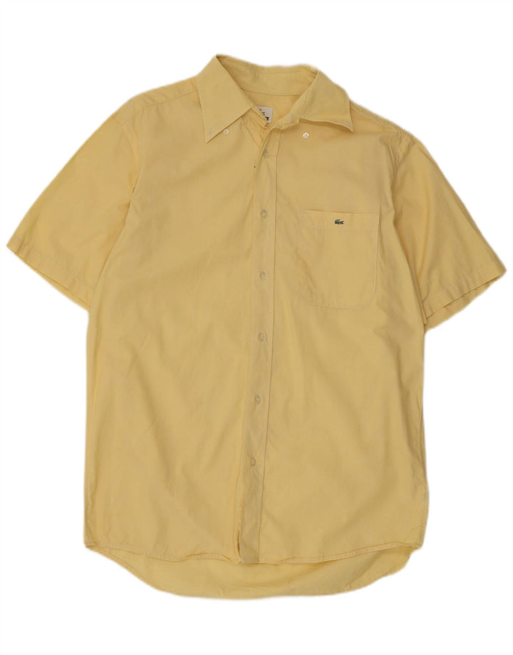 Camisa Lacoste Manga Corta Hombre Talla 40 Algodón Amarillo Mediano