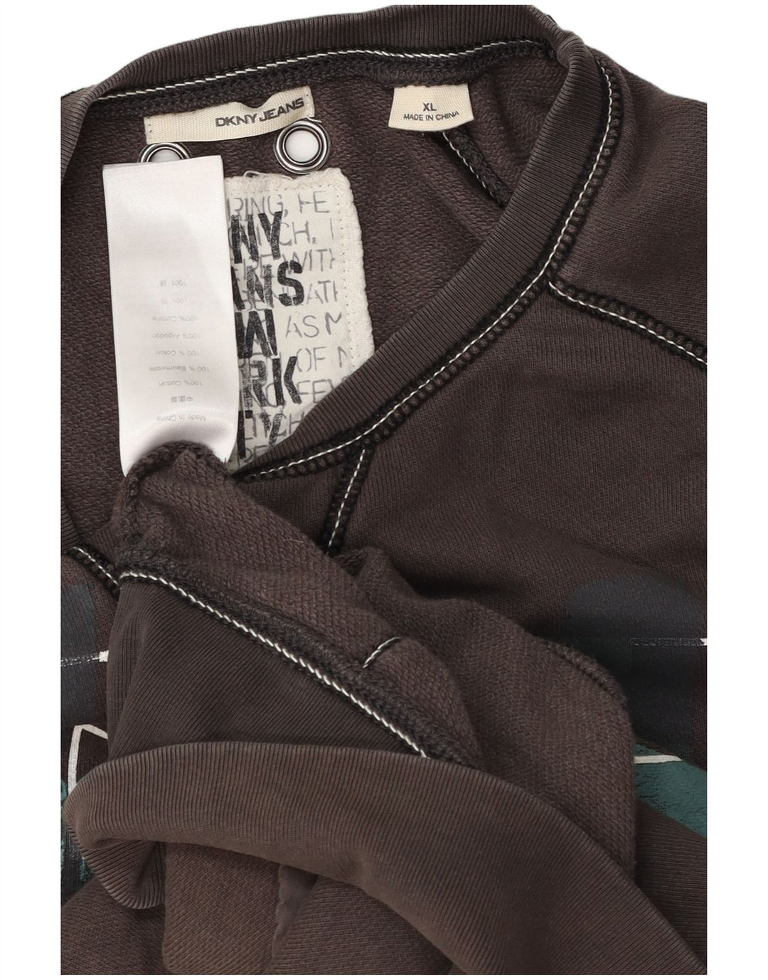 Dkny Hombre Sudadera Gráfica Jumper XL Algodón Gris