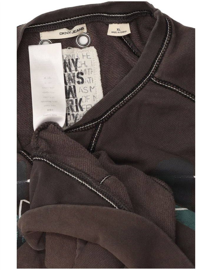 Dkny Hombre Sudadera Gráfica Jumper XL Algodón Gris
