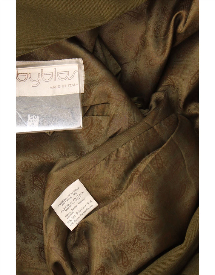 Byblos Chaqueta tipo blazer de 2 botones para hombre IT 50 Large Lana caqui