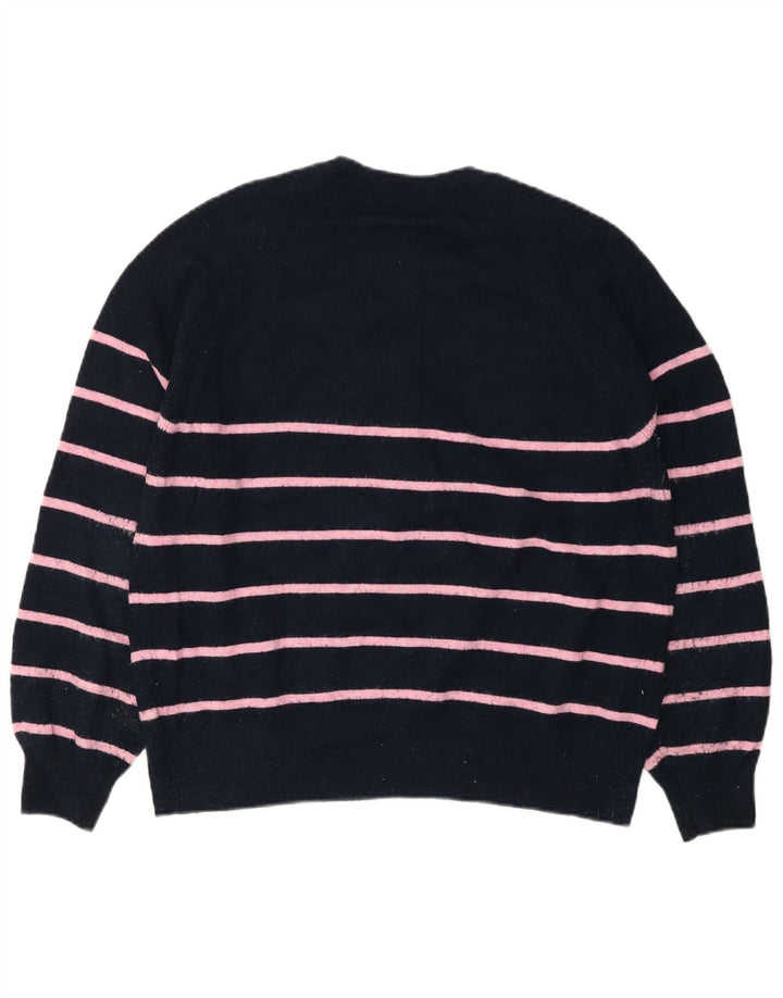 MARKS & SPENCER Suéter tipo jersey con cuello y botones para mujer UK 40 Medio Azul marino