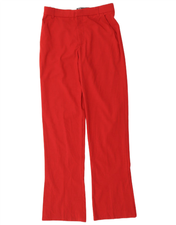 Zara Mujer Pantalón Chino Bootcut Pequeño W26 L33 Poliéster Rojo