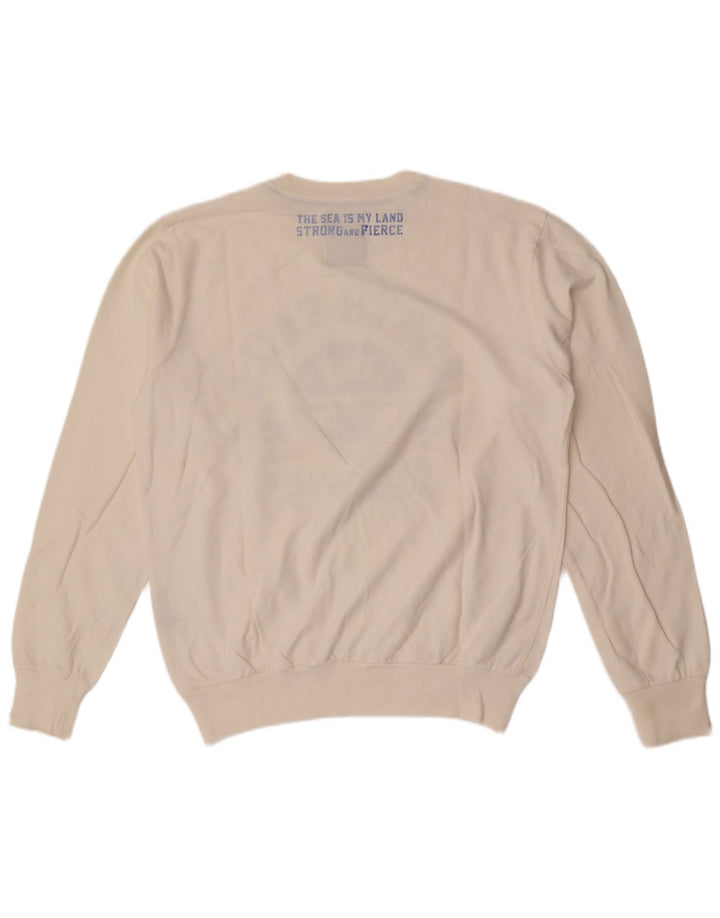 North Sails Hombre Sudadera Gráfica Jersey De Algodón Blanco Mediano