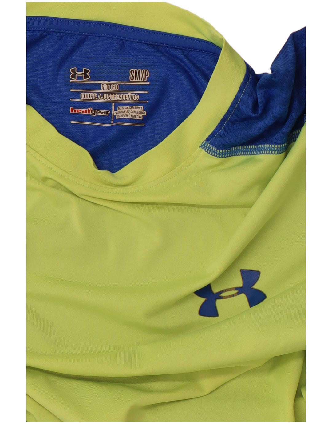 UNDER ARMOUR Camiseta Heat Gear para hombre, camiseta pequeña con bloques de color verde