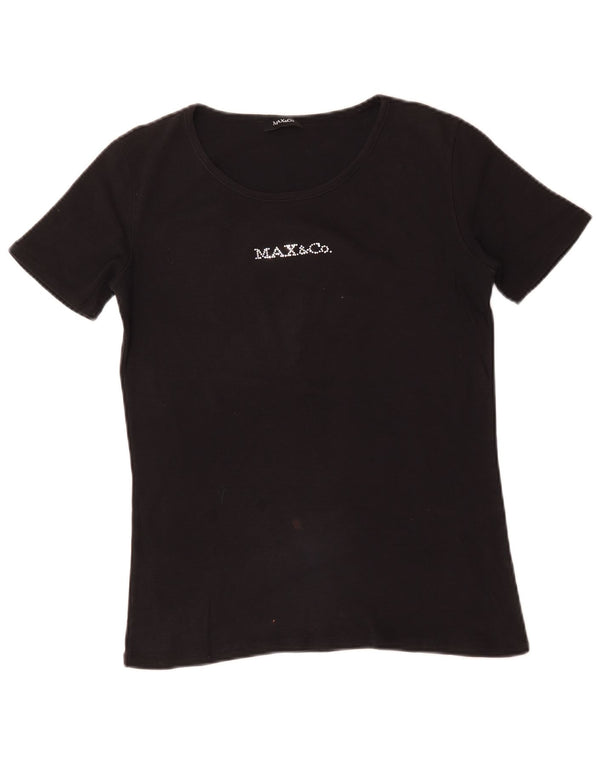 Max & Co. Camiseta gráfica para mujer Top UK 44 Grande Negro