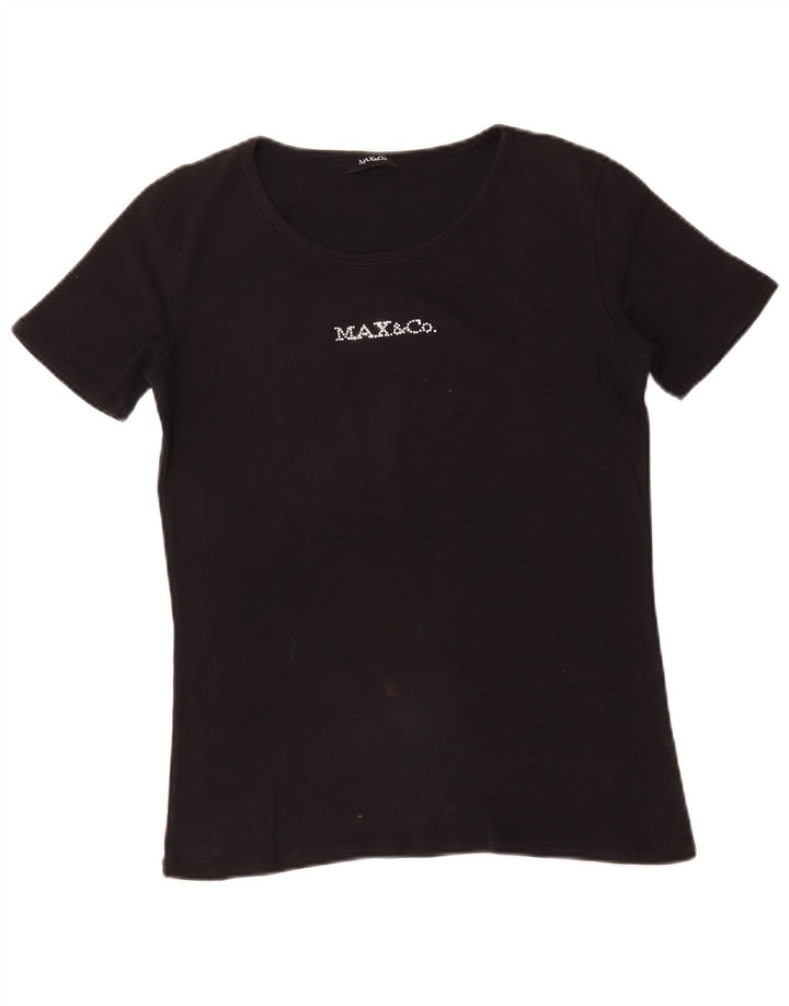 Max & Co. Camiseta gráfica para mujer Top UK 44 Grande Negro
