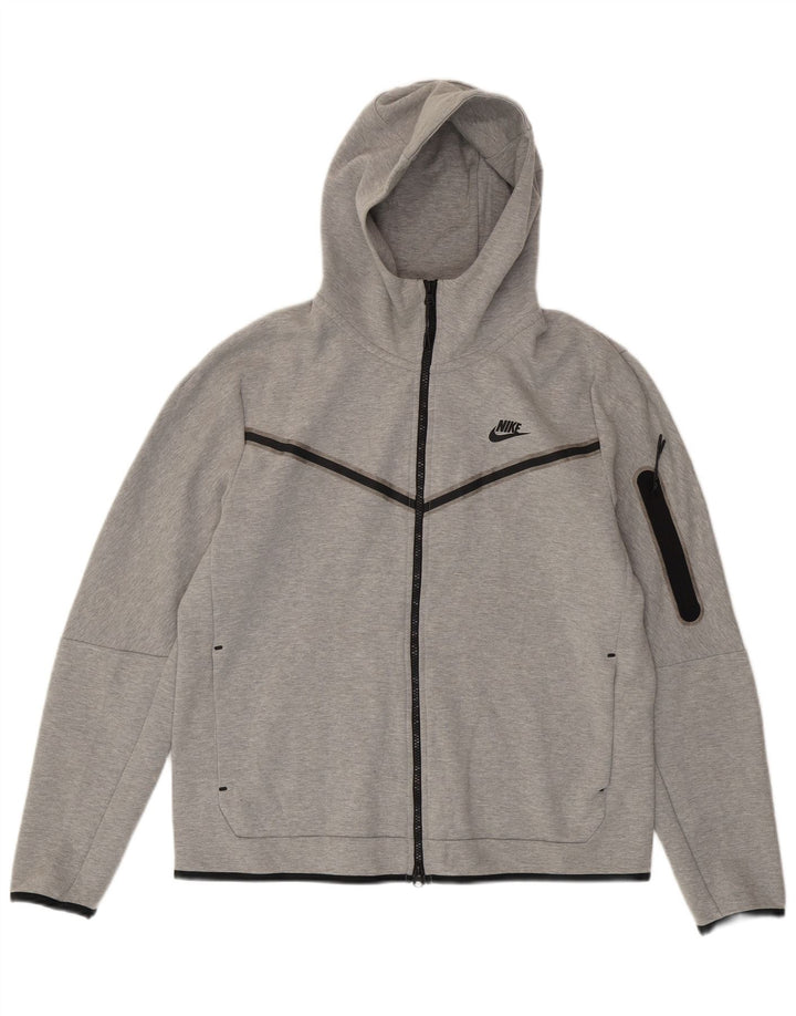 NIKE Sudadera con capucha y cremallera para hombre, talla grande, algodón gris