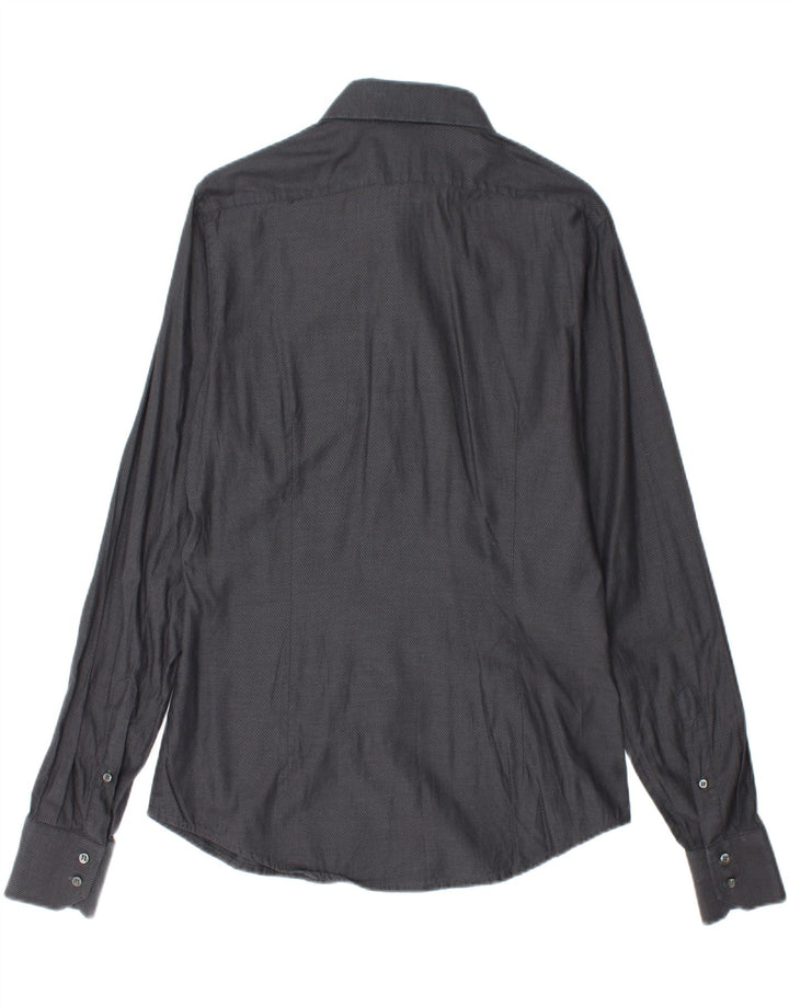 BENETTON Camisa de hombre grande de algodón moteado gris